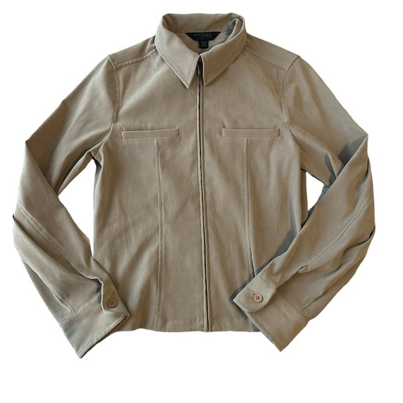 Express Juniors size 5/6 tan beige zip-up collared blazer - Picture 1 of 11